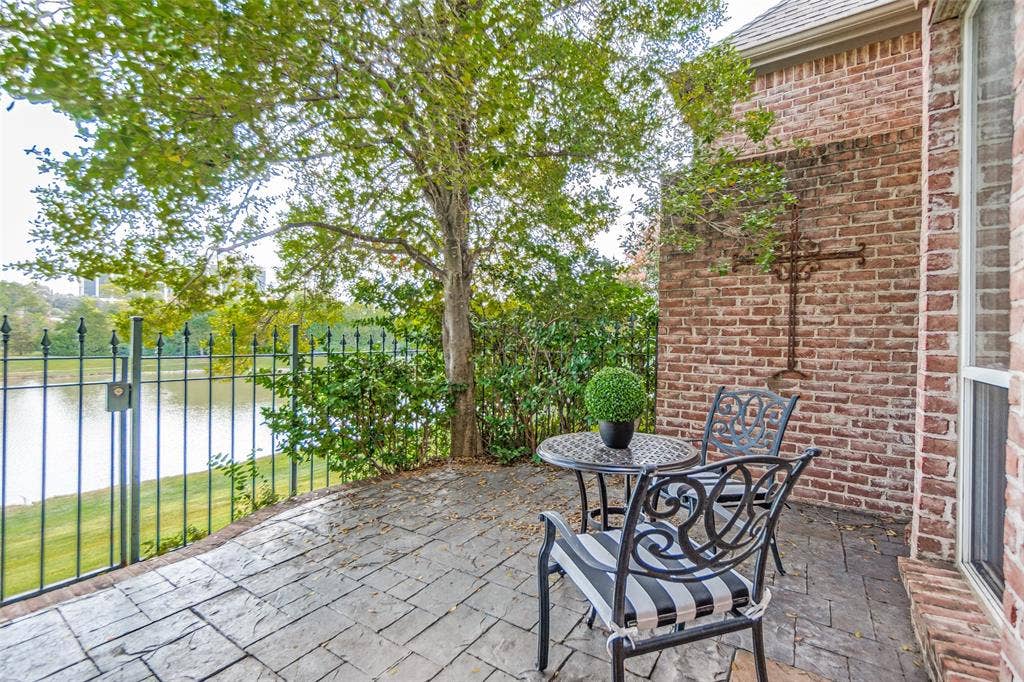 12050 Lueders Lane, Dallas, TX 75230 Back patio overlooking lake