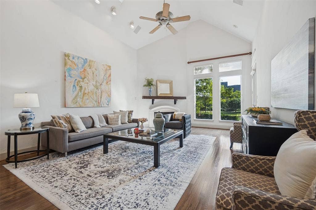 12050 Lueders Lane, Dallas, TX 75230 Living room with cathedral ceilings