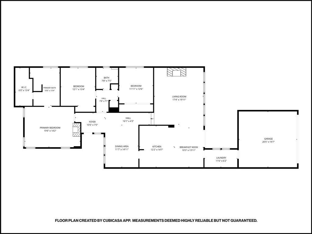 4115 Brooktree Lane, Dallas, TX 75287 Smart single-story floor plan: 3 bedrooms, 2 baths, two fireplaces, and a two-car garage.