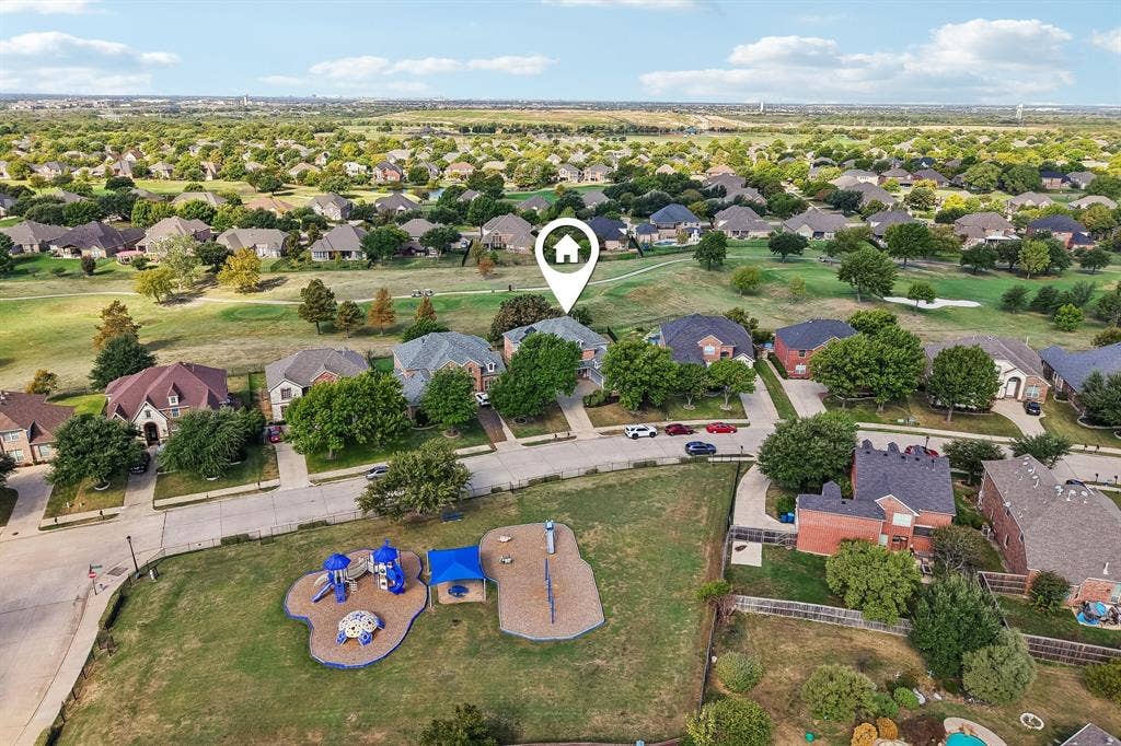 10005 Fairway Vista Drive, Rowlett, TX 75089 Aerial View of home and community playground