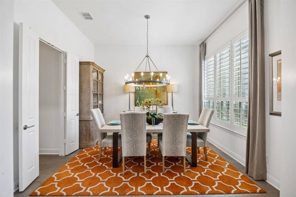 641 Country Brook Lane, Prosper, TX 75078 Formal dining room has an adjacent bulters pantry and wine fridge.