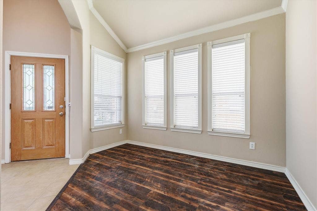 Hall from entry to main living area and kitchen