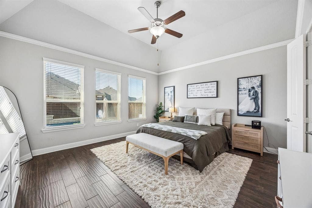 2816 Driftwood Creek Trail, Celina, TX 75078 Primary bedroom overlooking the backyard.