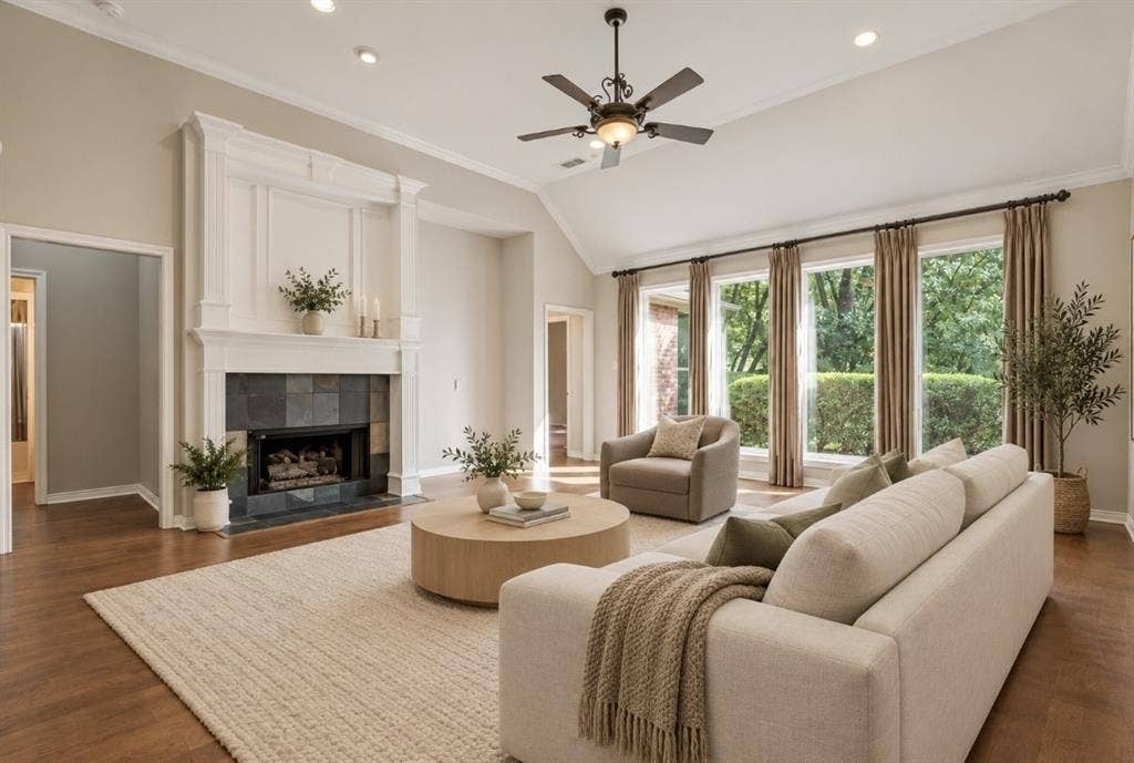 Virtually staged living rm