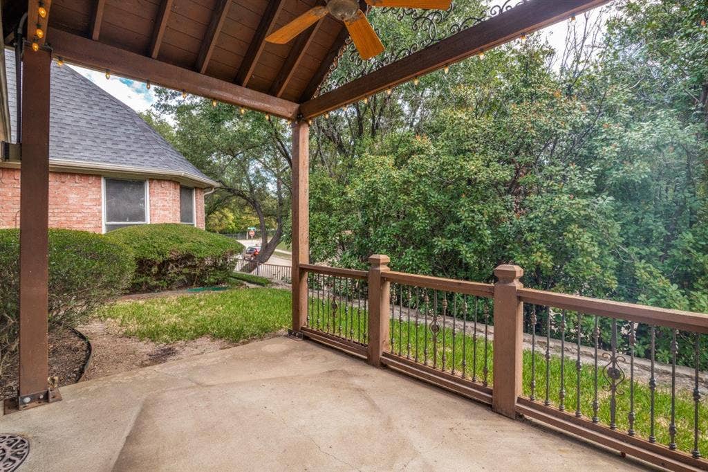 Private covered patio off the kitchen dining area