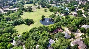 Aerial View with Fountain surrounded by trails