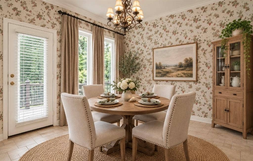 Virtually staged eat in kitchen