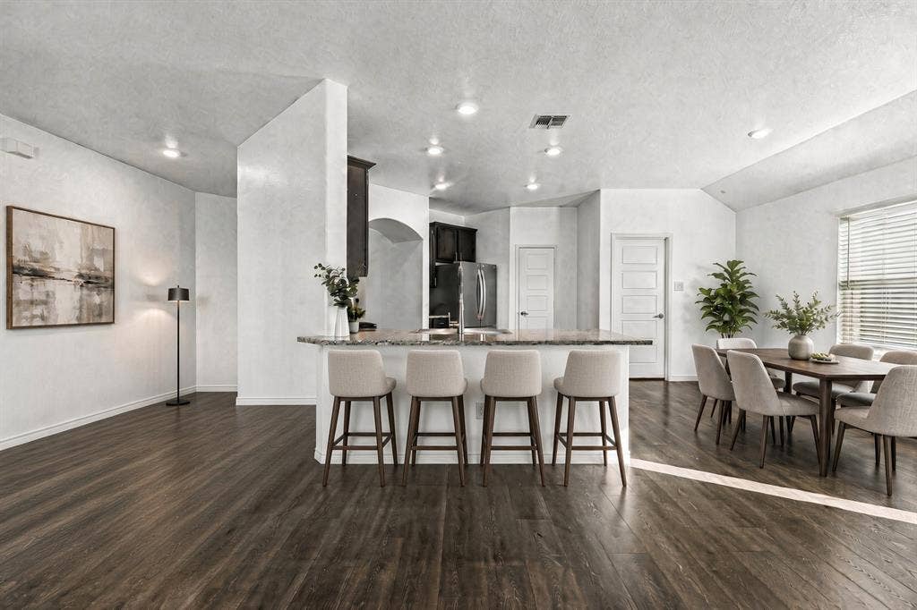 Virtually Staged breakfast bar, kitchen nook and hall