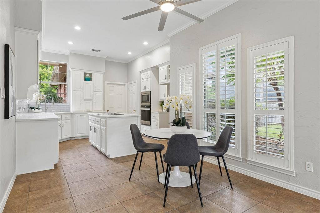 Kitchen open to breakfast area