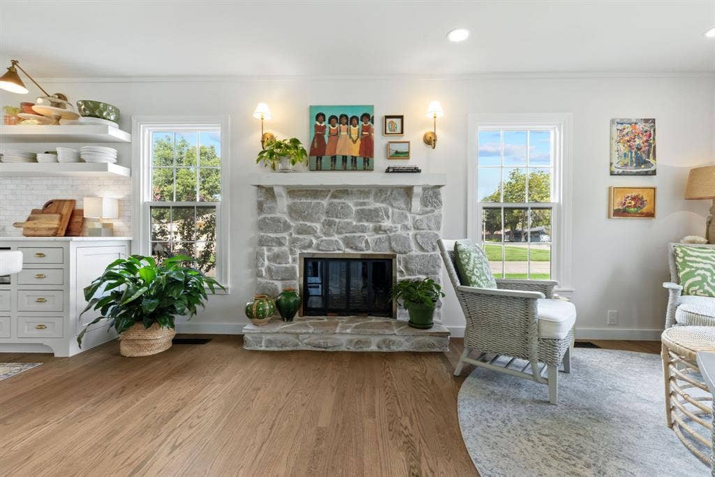 1105 N Waddill Street, McKinney, TX 75069 Stone fireplace in the heart of the home - the Kitchen!