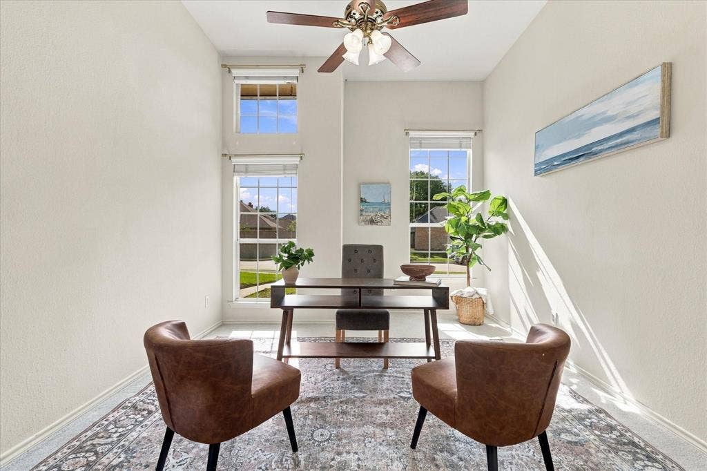 Home office can be used as a flex space.