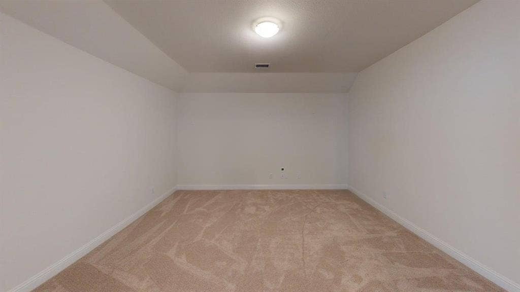 333 Elk Drive, Fate, TX 75189 Neutral-toned room featuring high tray ceilings, plush wall-to-wall carpeting, and a central flush-mount ceiling light fixture