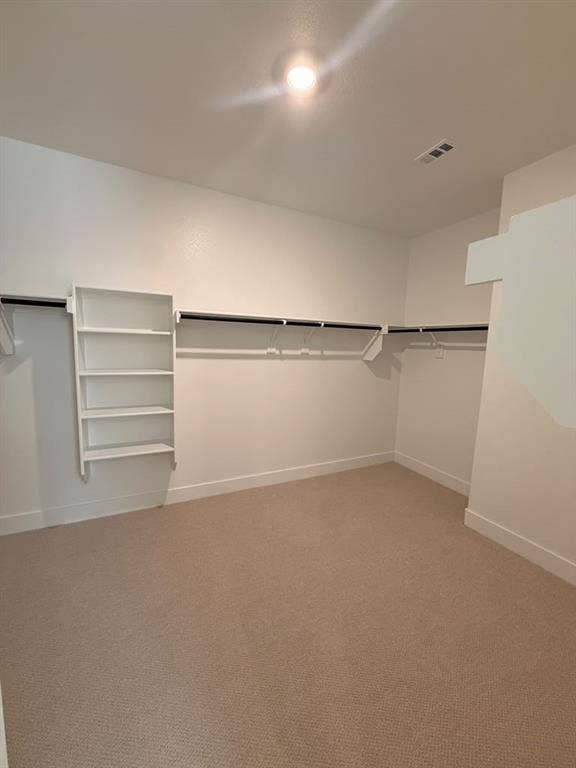 1313 Winters Way, Princeton, TX 75071 Walk-in closet featuring neutral carpeting, built-in shelving, and tiered hanging rods