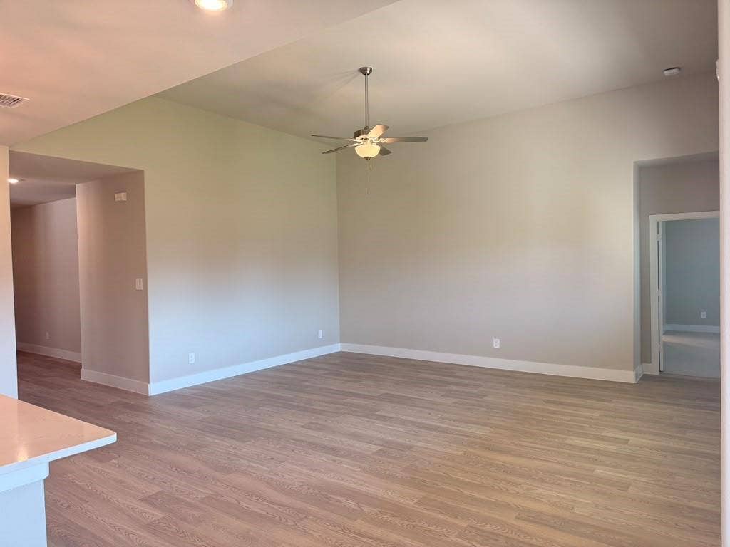 1313 Winters Way, Princeton, TX 75071 Vaulted ceilings, wood-finish flooring, and a central ceiling fan fixture