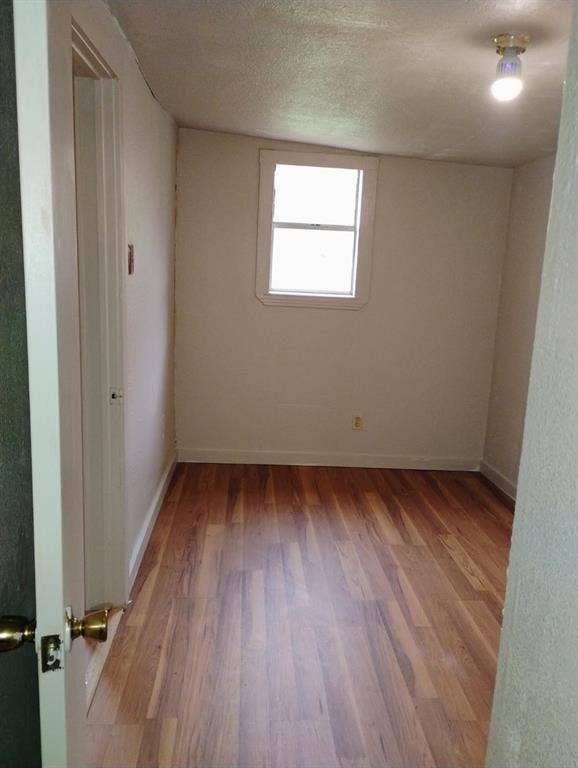 412 N Saint Augustine Drive, Dallas, TX 75217 Room featuring wood-finish flooring, a single-pane window with white trim, and a ceiling-mounted light fixture