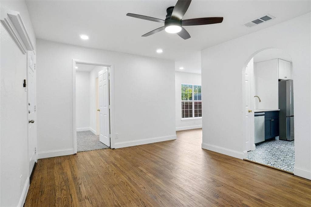 10430 Desdemona Drive, Dallas, TX 75228 Living room leading to kitchen, dining room and primary bedroom