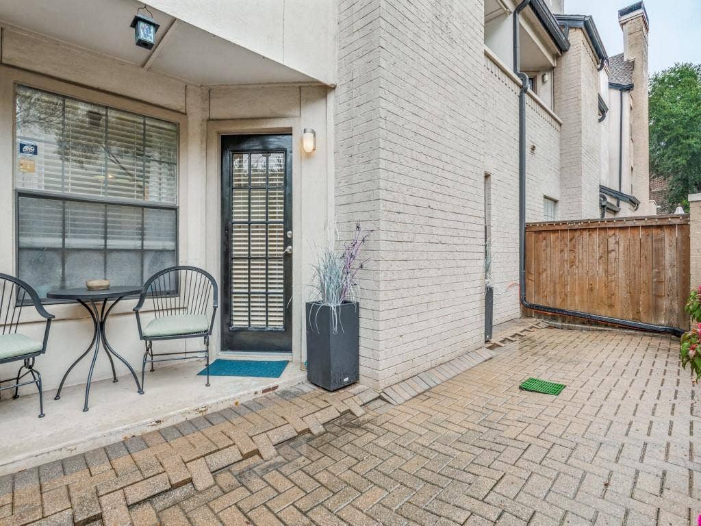 Patio has a covered area and gate access to Travis. Easy for guest to enter.