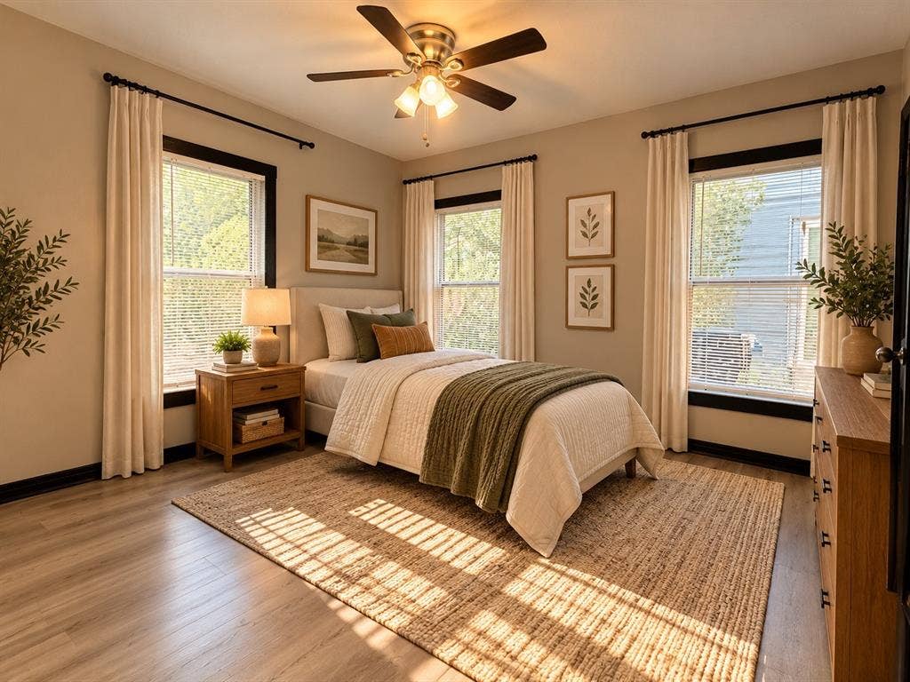 1817 N Alexander Street, Sherman, TX 75092 Virtually staged to showcase how the space can accommodate a twin bed and additional furnishings.