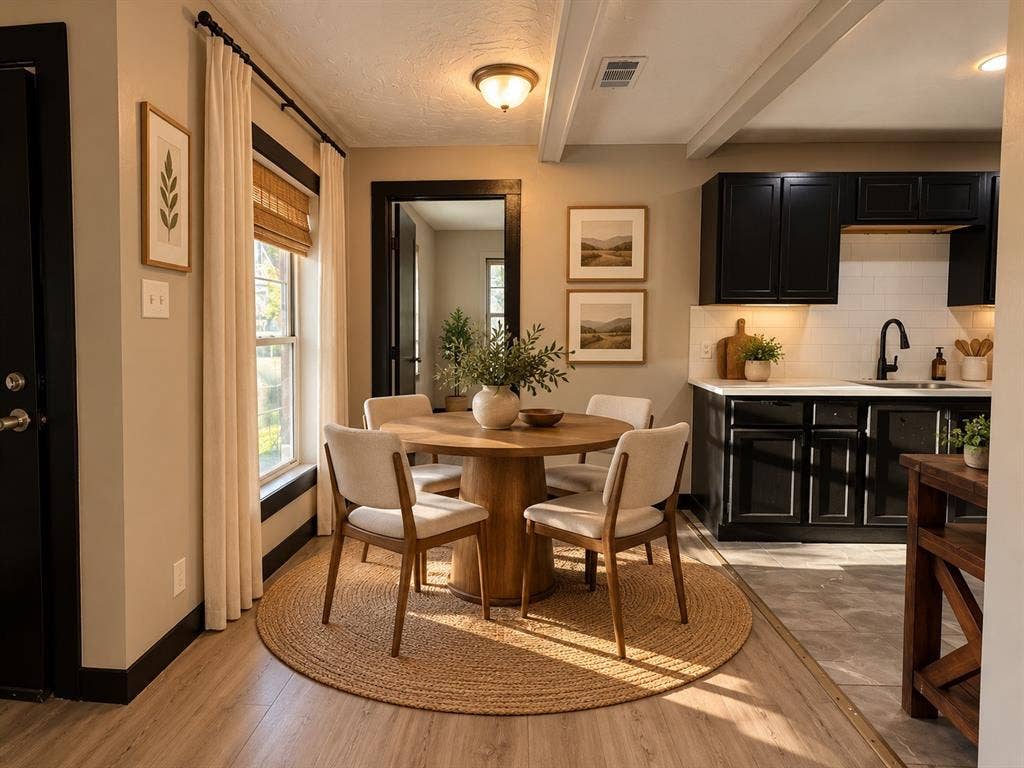 1817 N Alexander Street, Sherman, TX 75092 Virtually staged to illustrate a charming dining setup that makes efficient use of the space.