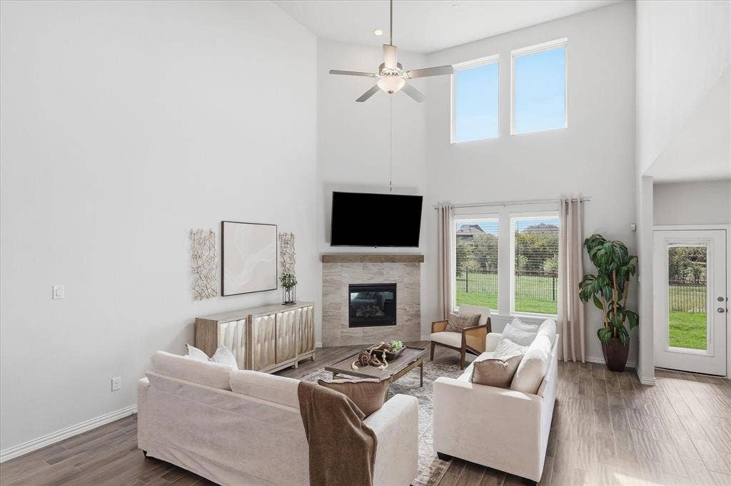 6417 Dolan Falls Drive, Northlake, TX 76226 Vaulted ceilng, gas fireplace and an abundance of natural light