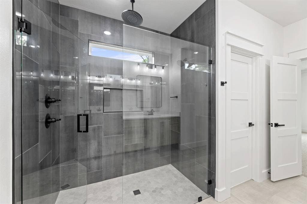 Full bath with a shower stall