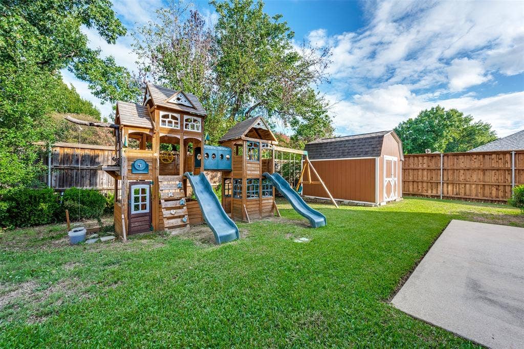 The playground equipment will convey as will the 2 storage buildings one of which can be seen here.