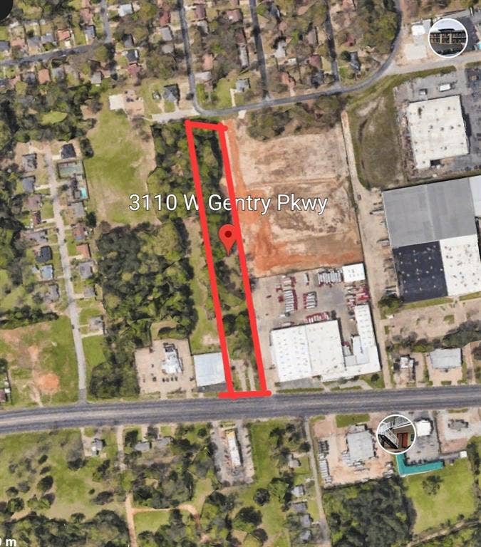 3110 W Gentry Parkway, Tyler, TX 75702 Aerial Site Map. Highlighting the physical boundaries and geographic location of the property