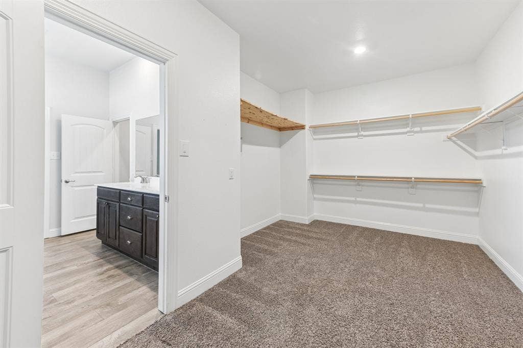 284 Goliad Trail, Forney, TX 75126 Walk-in closet featuring wall-to-wall carpeting and multi-tier wire shelving