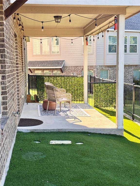 Easy care astroturf, extra yard below