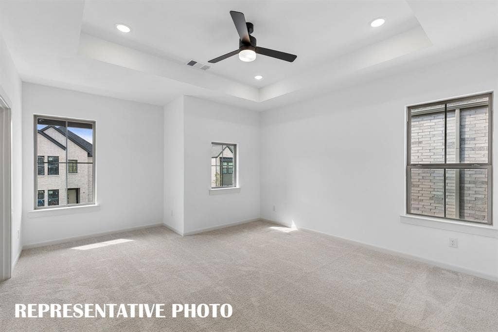 621 Taylor Parkway, Celina, TX 75009 High ceilings, plush carpeting and plenty of natrual light, this owner's bedroom was designed for rest and relaxation. REPRESENTATIVE PHOTO