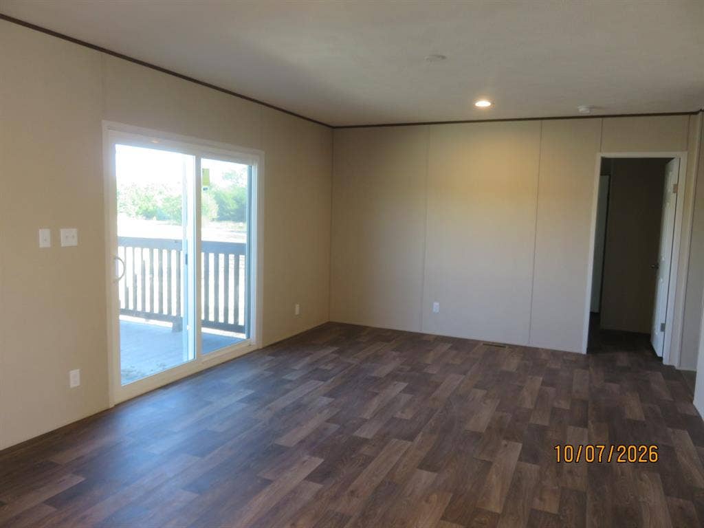 Dining room with patio doors