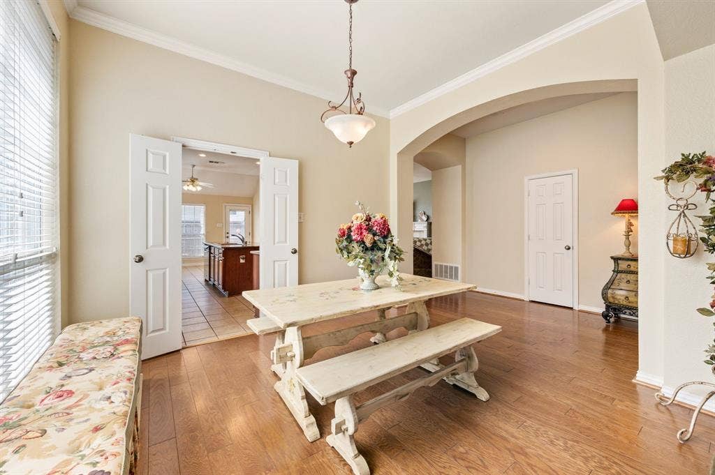 Dining room opens to kitchen