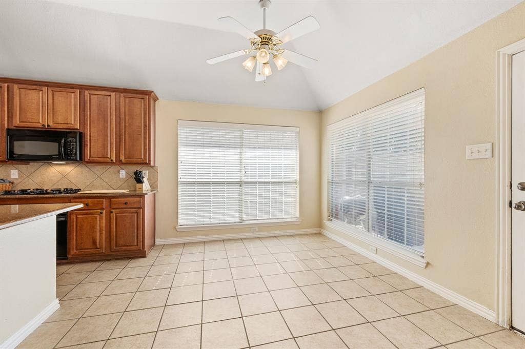 Breakfast room overlooks the backyard