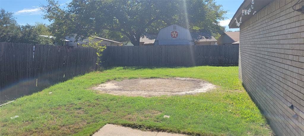 last tenant had a above ground pool. Grass will be restored.  New fence coming soon.  Large yard.