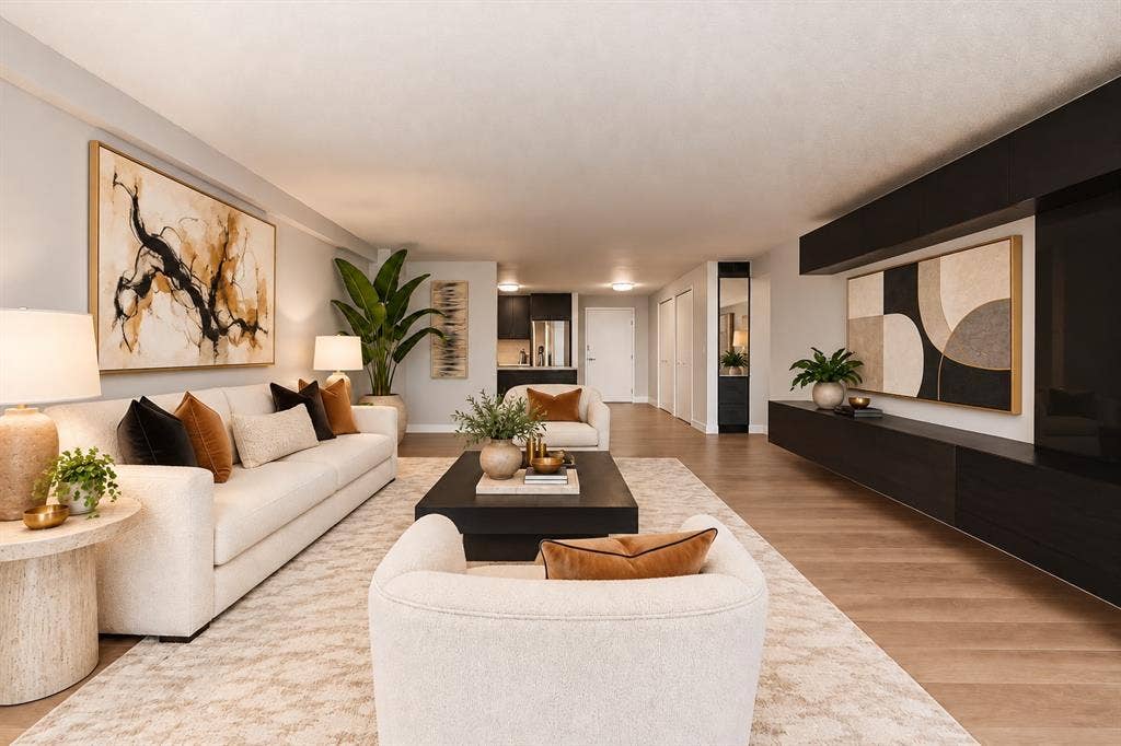 3883 Turtle Creek Boulevard, #317, Dallas, TX 75219 Living Room, Alternate View | Virtually Staged