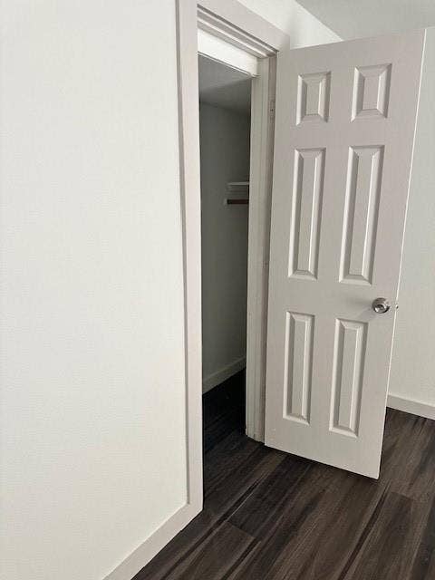 1613 Campbell Street, #A, Commerce, TX 75428 Six-panel interior door featuring a metallic knob and wood-finish flooring