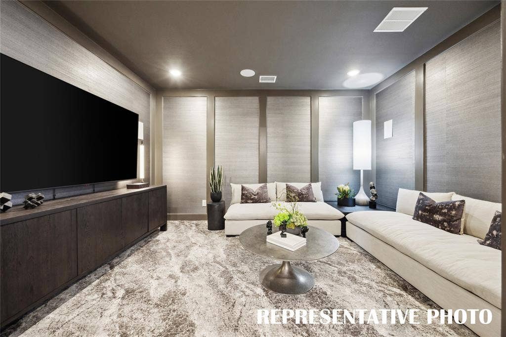 1812 Vetiver Glow Drive, Celina, TX 75009 With a main floor media room, our Sophie plan offers outstanding entertaining spaces. REPRESENTATIVE PHOTO
