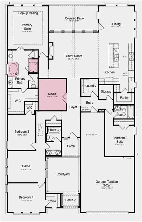 Additional Highlights Include: brick front porch, drop-in tub at primary bath, shower at bath two in place tub/shower combo, bench at owner's entry, and upgraded mahogany front door.