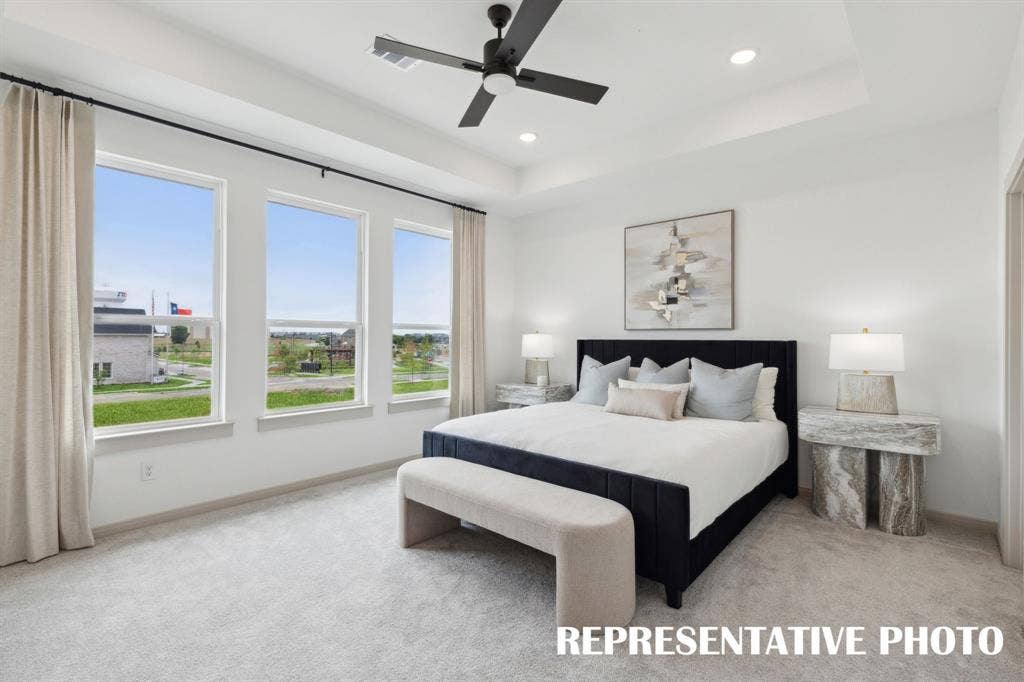 333 Walker Parkway, Celina, TX 75009 The peaceful owner's suite is located at the back of the home for additional privacy. REPRESENTATIVE PHOTO