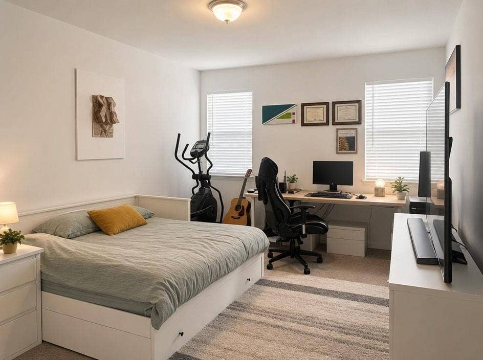 1816 Purtis Creek Drive, Forney, TX 75126 Neutral wall finishes, plush carpeting, dual windows with horizontal blinds, and a central ceiling-mounted light fixture