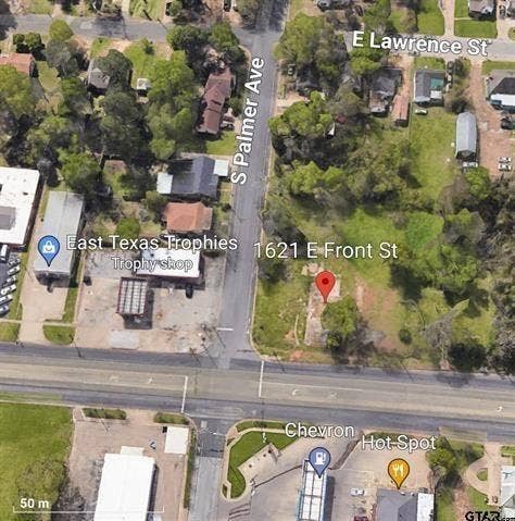 1621 E Front Street, Tyler, TX 75702 Aerial Plat Map. Representing the geographic boundaries and site location of the property