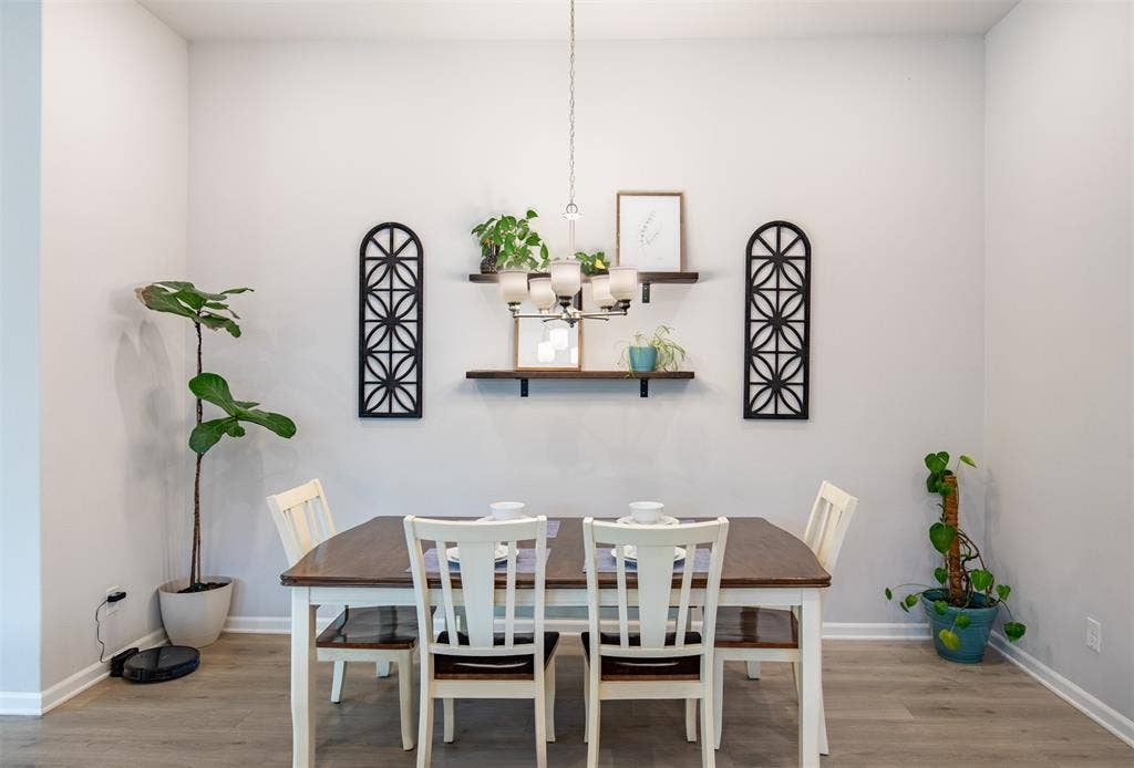 Spacious dining room off kitchen and living room.