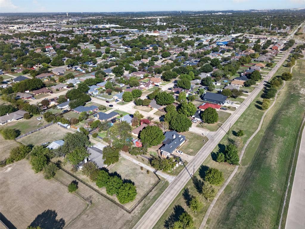 113 Dove Avenue, Red Oak, TX 75154 Aerial perspective featuring expansive lot sizes, mature tree canopy, and established neighborhood infrastructure