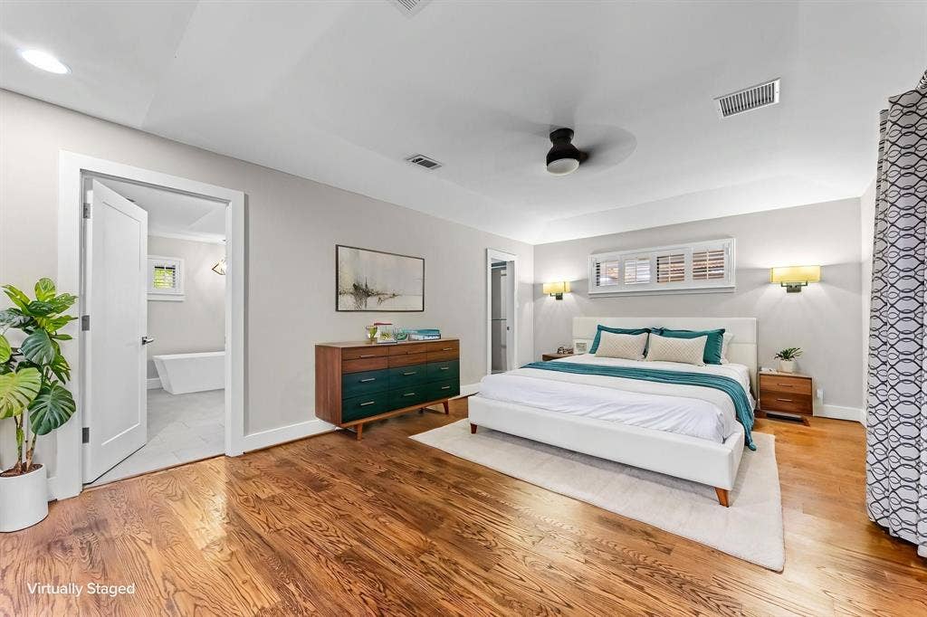 9656 Ravensway Drive, Dallas, TX 75238 Virtually staged primary bedroom