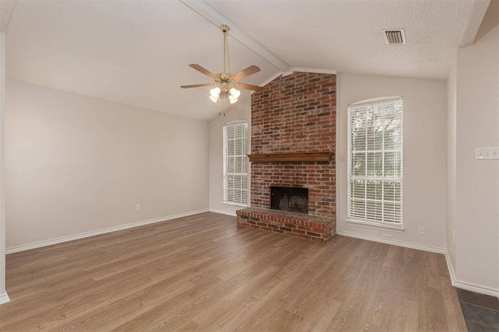 1321 Hall, Seagoville, TX 75159 Cozy living room with brick Fireplace