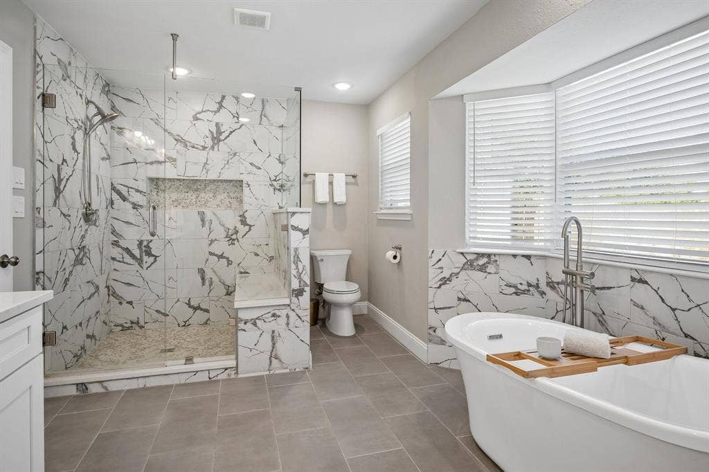 218 High Brook Drive, Richardson, TX 75080 Modern yet refined, this bathroom has it all.