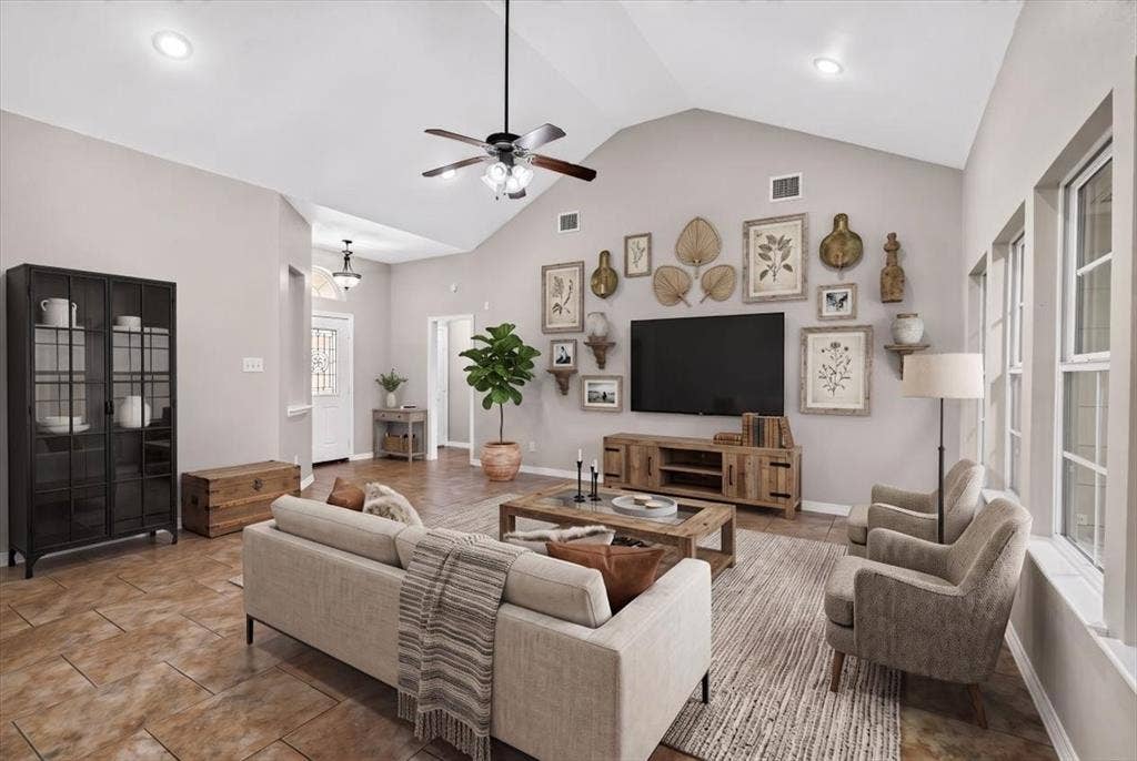 204 Bounding Main Street, Gun Barrel City, TX 75156 Living Room virtually staged to show potential