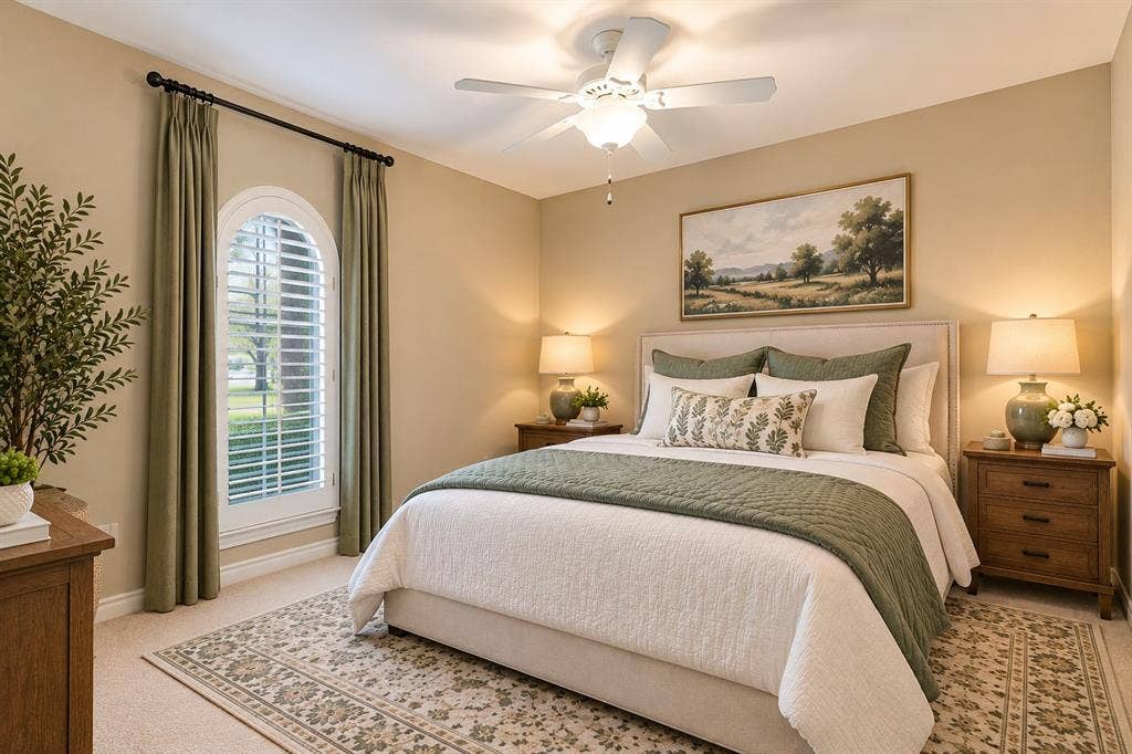 2404 Monmouth Court, Plano, TX 75075 Second Bedroom w ceiling fan - virtual staging