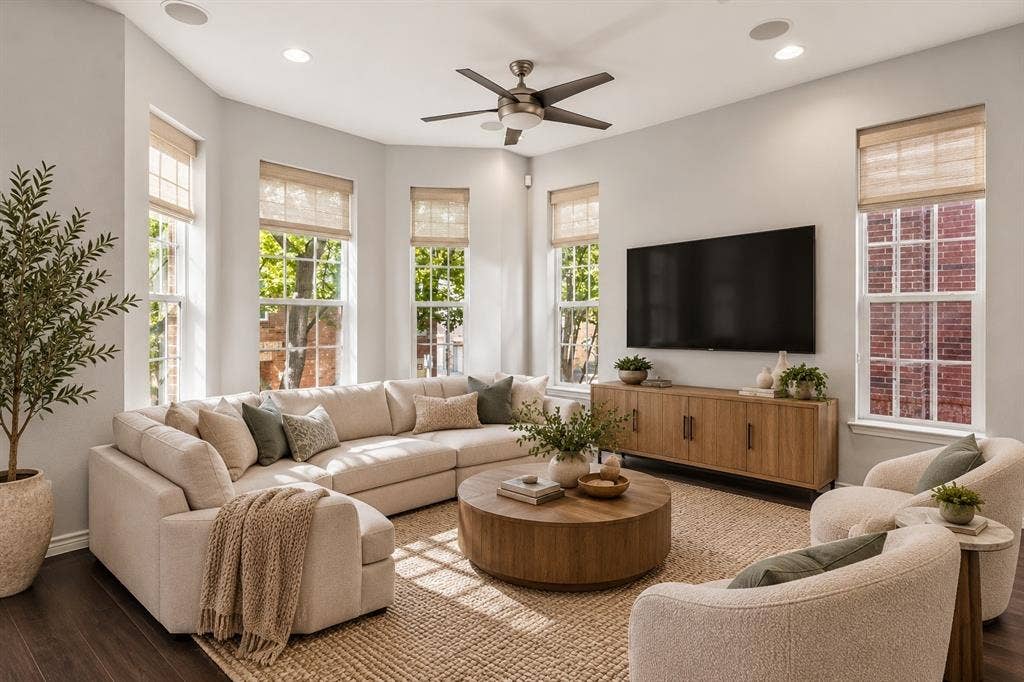 15730 Seabolt Place, Addison, TX 75001 Virtually staged living room