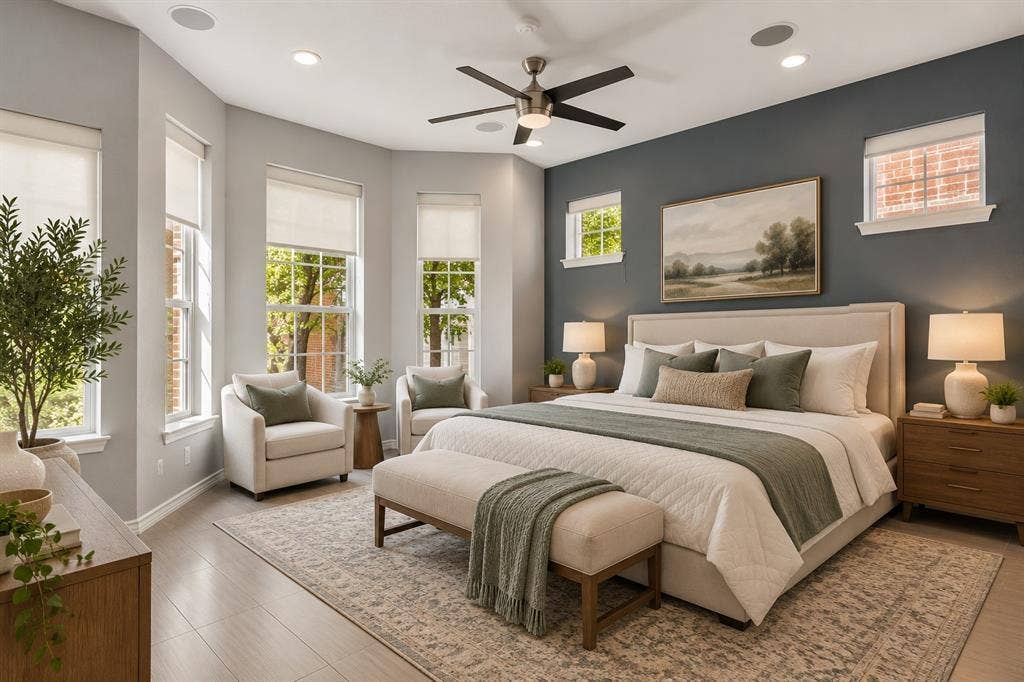 15730 Seabolt Place, Addison, TX 75001 Virtually staged primary bedroom
